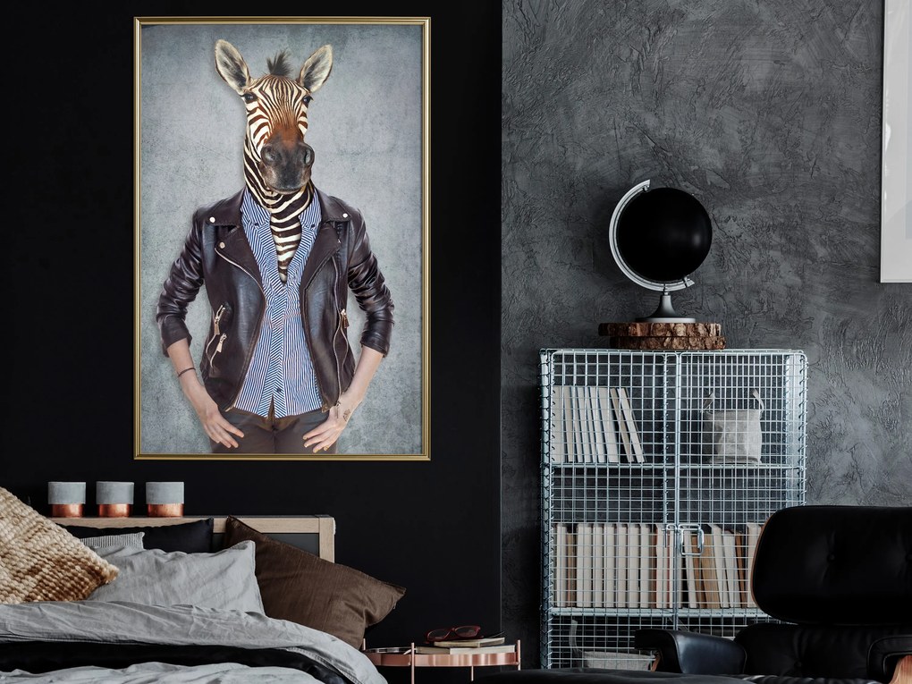 Artgeist Plagát - Zebra Ewa [Poster] Veľkosť: 20x30, Verzia: Čierny rám s passe-partout