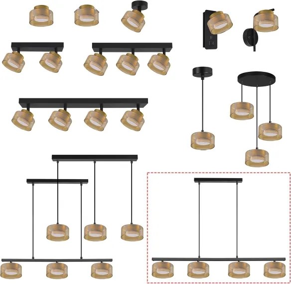 Brilagi - Luster na lanku AURA LUX 4xGX53/30W/230V čierna/zlatá