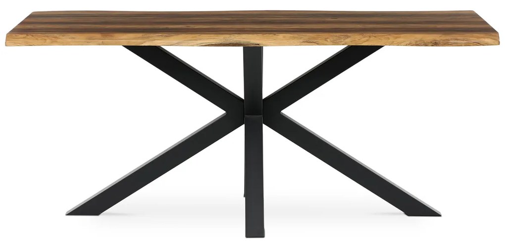 Autronic - Stůl jídelní, 180x90x75 cm, MDF deska, dekor staré dřevo, kovová noha ve tvaru hvězdy, černý lak - HT-F4618 OLW AKCE NOVINKA