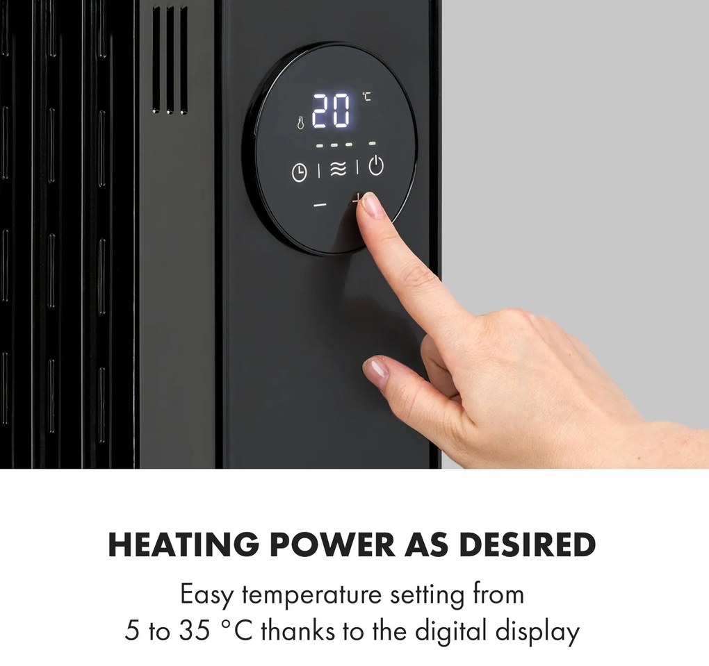 Klarstein Thermaxx Heatstream, olejový radiátor, 2500 W, 5-35 °C, 24-hod. časovač, čierny