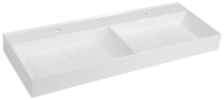 Biele dvojumývadlo z liateho mramoru 119x44 cm Godiva – Sapho