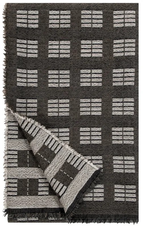 Vlnená deka Töölö 140x180, čierno-biela