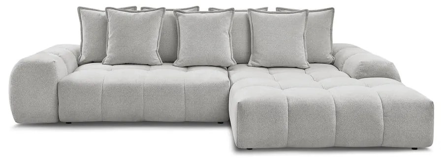 Svetlosivá ženilková rozkladacia/s úložným priestorom rohová pohovka (pravý roh/s leňoškou) Everest – Bobochic Paris