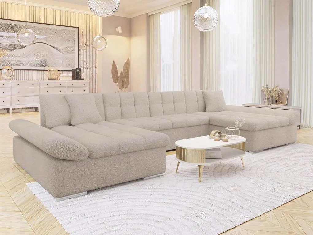 Rohová rozkladacia pohovka Agata Premium, Dostupné poťahy: Maya 09 + Maya 09 + Mokka 71