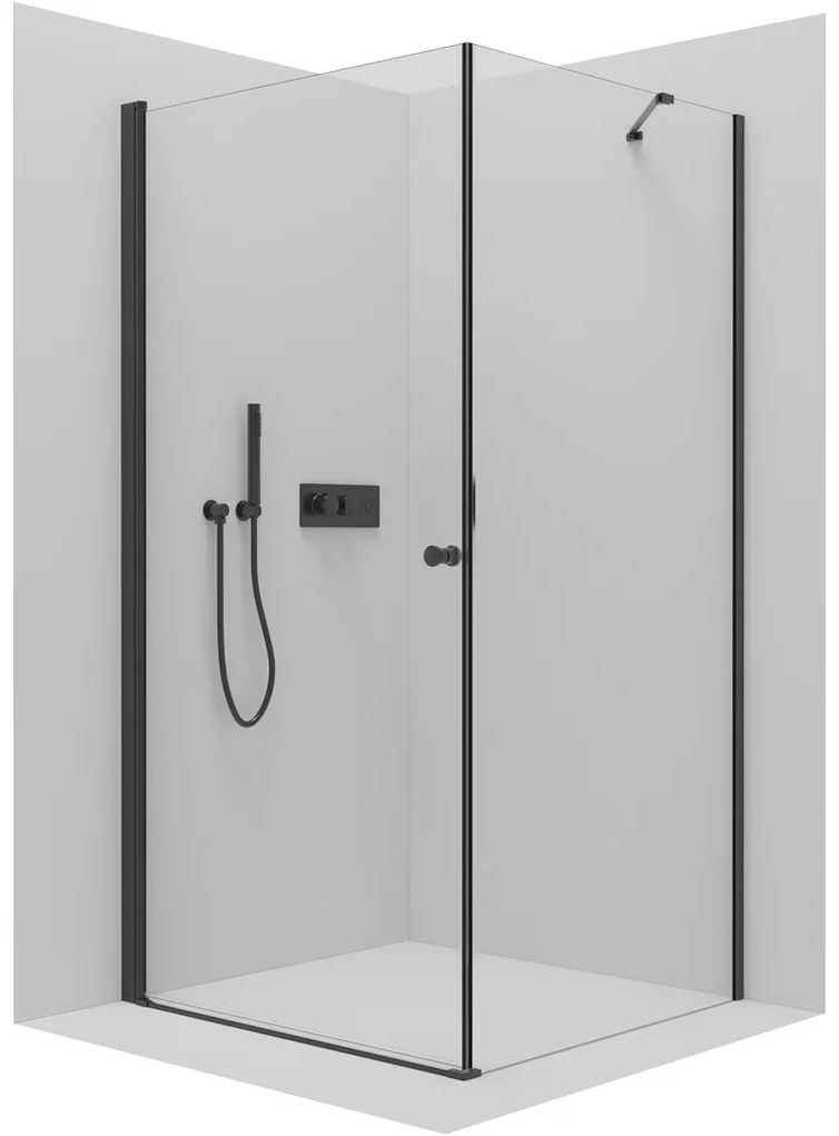 CERANO - Sprchovací kút Antelo L/P - čierna matná, transparentné sklo - 120x40 cm - krídlový, CER-CER-482221