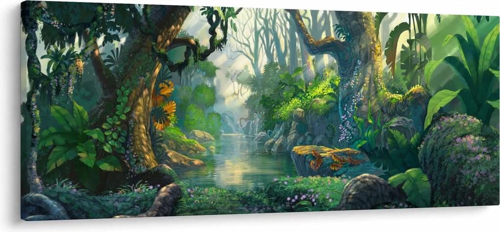 Obraz - Ilustrácia tropického lesa (120x50 cm)