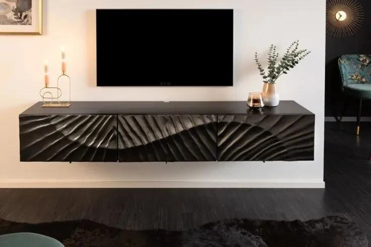 Luxusný stolík pod TV z masívu Scorpion Mango čierny 160cm