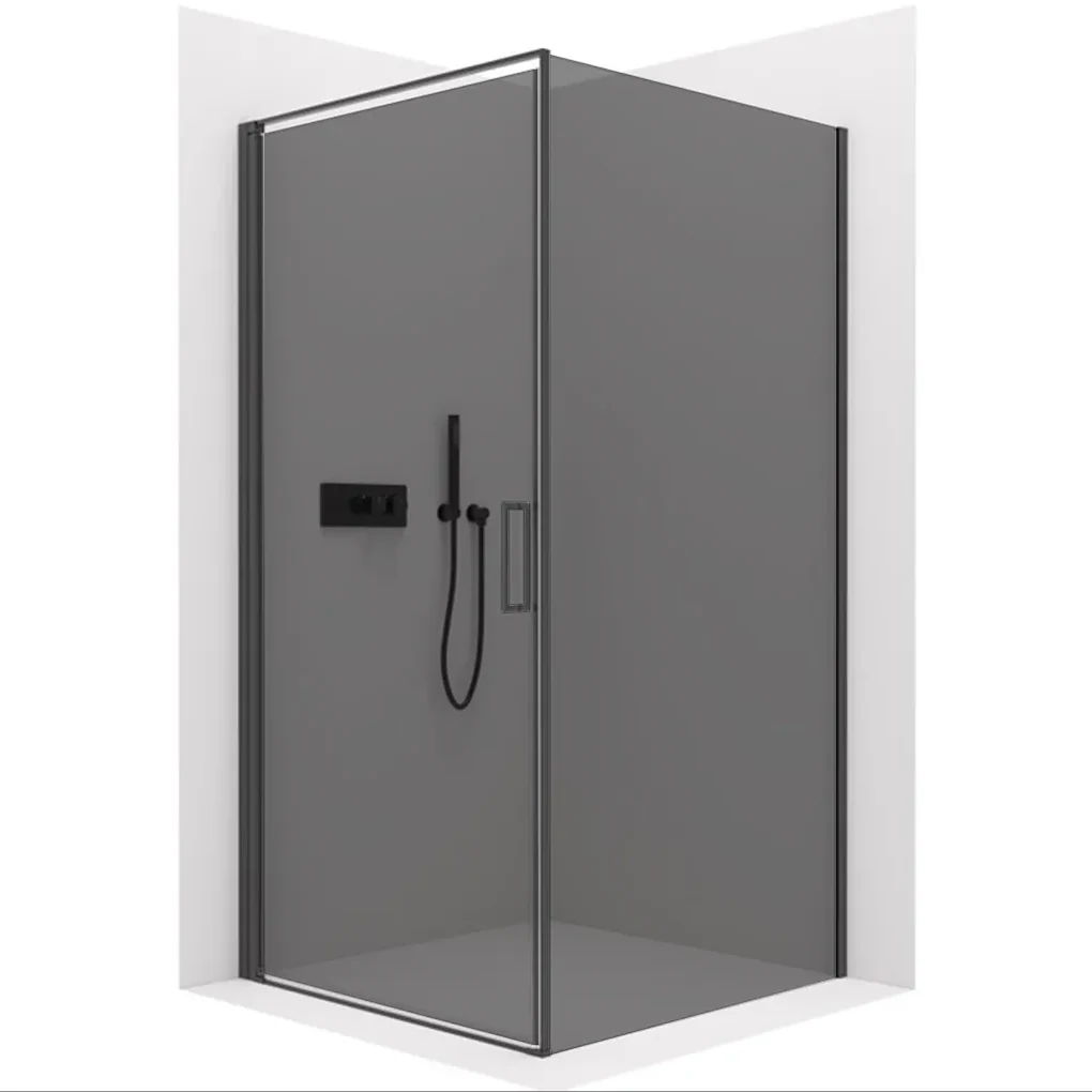 CERANO - Sprchovací kút Porte Ľ/P - 8 mm - čierna matná, grafitové sklo - 80x90 cm - krídlový, CER-CER-8050BD7491