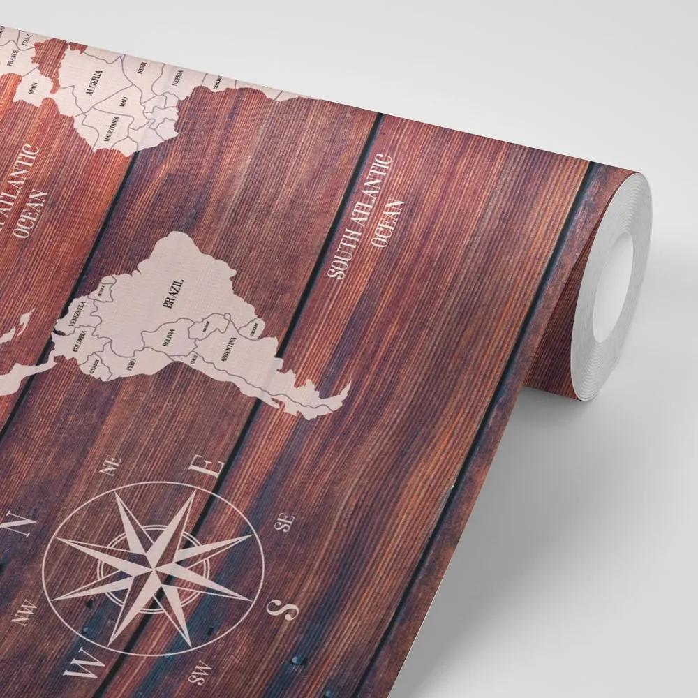 Tapeta jednoduchá mapa s drevenou štruktúrou