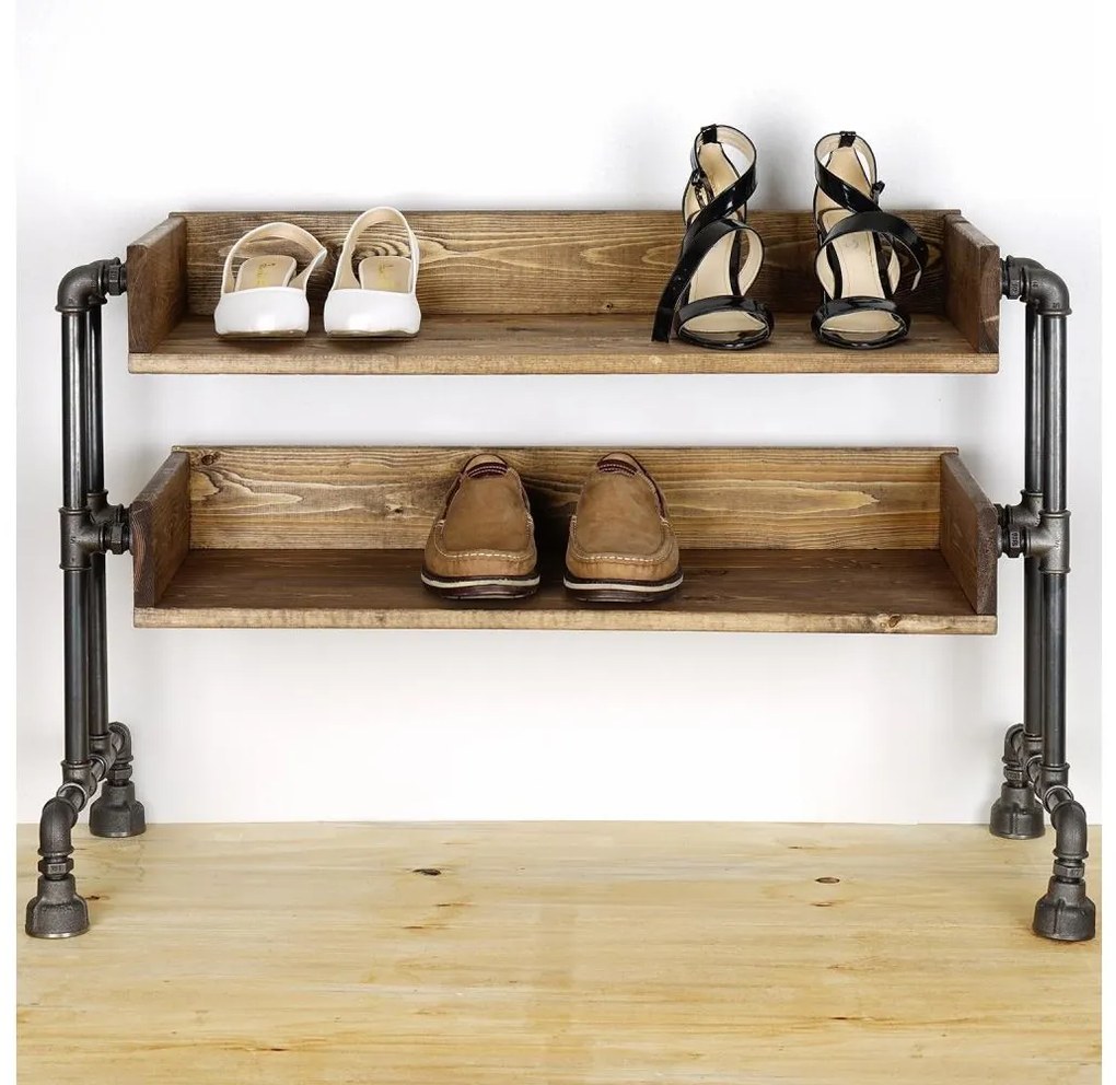 Stojan na topánky BORU 50x90 cm čierna/smrek