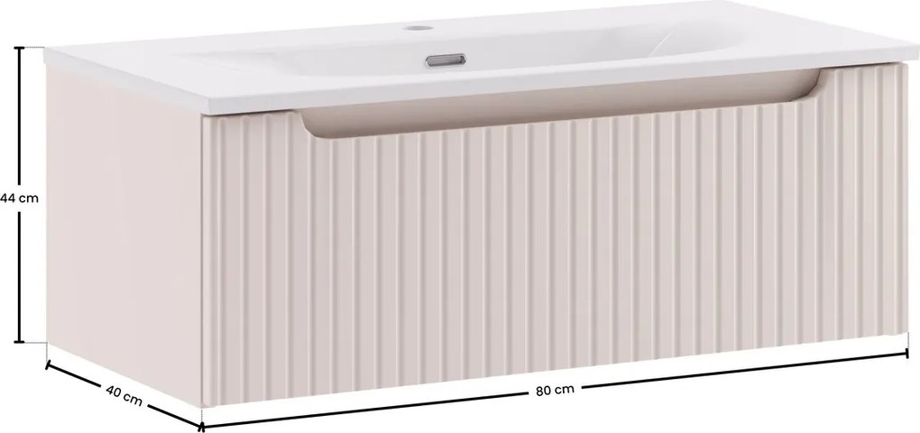 Závěsná skříňka Nova Cashmere Sky se zápustným umyvadlem 80 cm kašmírová