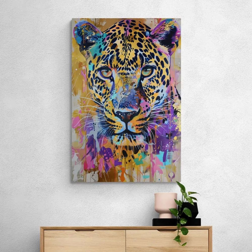 Obraz leopard s imitáciou maľby
