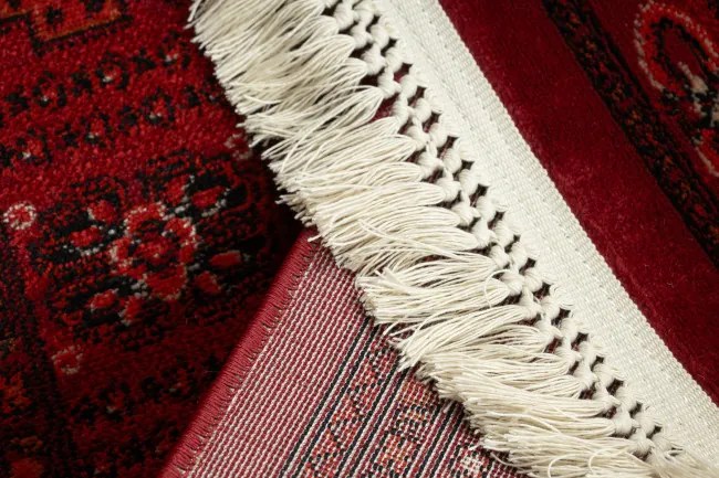 Koberec ORIENT 6871 so strapcami, rám / ornament / klasický, bordový / čierny