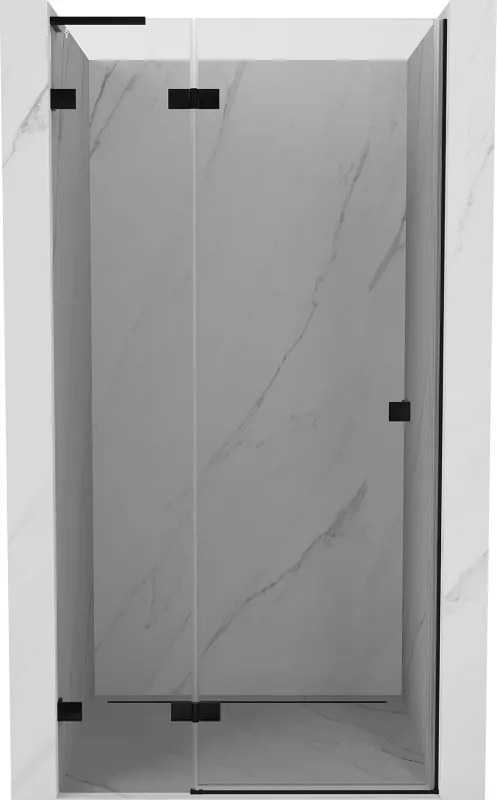 Mexen, Mexen Lunar L Otočné ľavé sprchové dvere 115 cm, transparentné, čierne - 834L-115-000-70-00-L