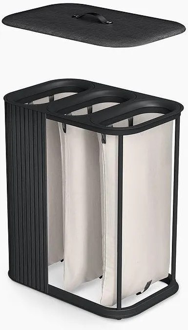 Čierny bambusový kôš na bielizeň 3x30 l Tota Trio Luxe – Joseph Joseph