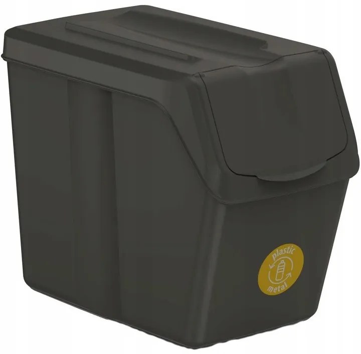 Odpadkové koše na triedený odpad, 4ks x 20l SORTIBOX SLIM - čierne