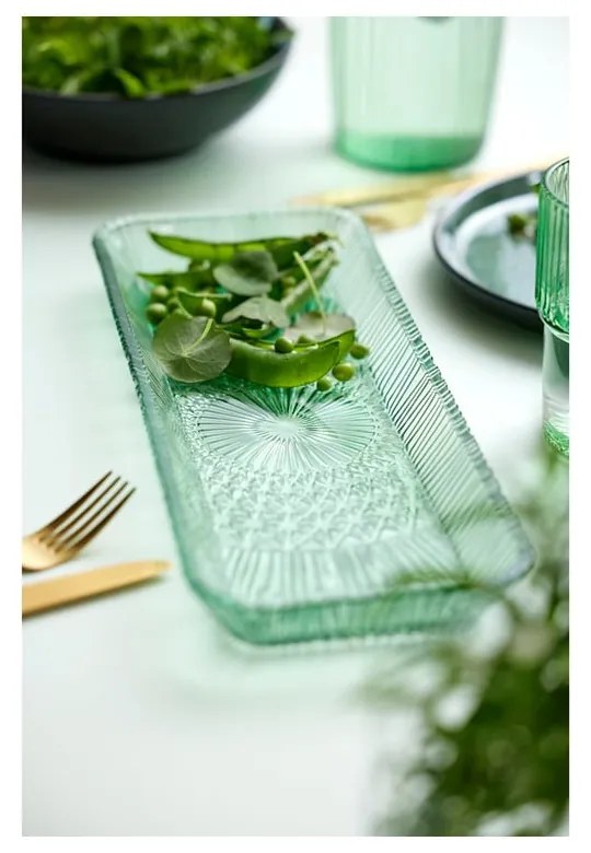 Zelený sklenený servírovací tanier 14x38 cm Kusintha – Bitz