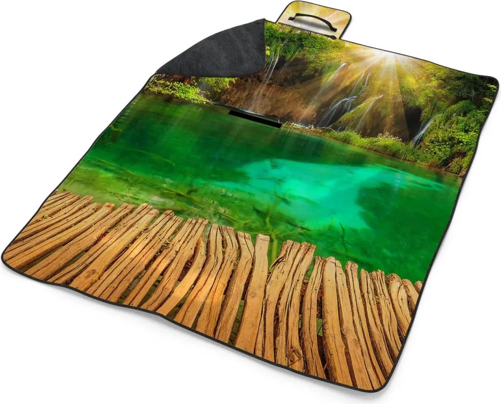 Sablio Plážová deka Jazierko s vodopádom: 200x140 cm