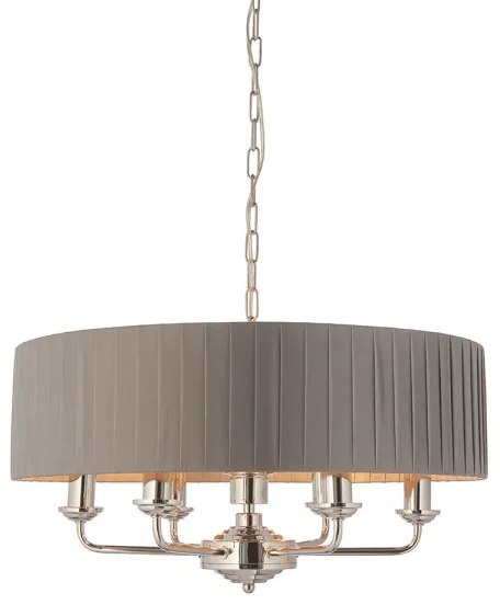 Endon 94397 - Luster na reťazi HIGHCLERE 6xE14/40W/230V šedá/lesklý chróm