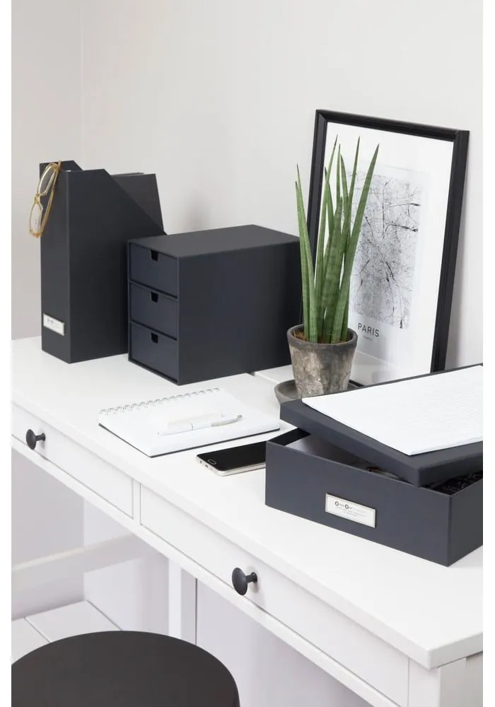 Tmavosivý zásuvkový box s 3 zásuvkami Bigso Box of Sweden Ingrid