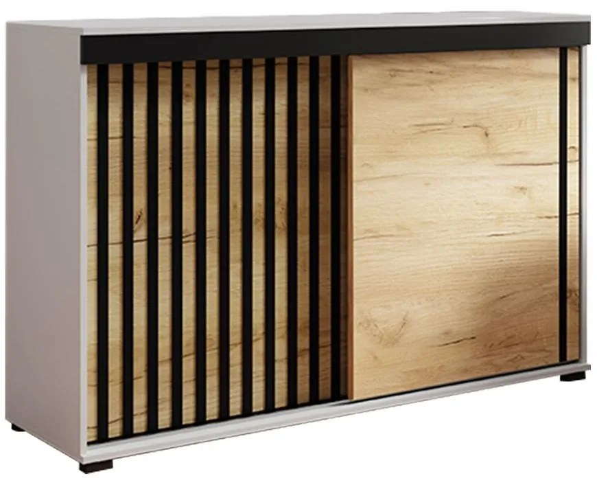 Komoda Malani 140 biela+craft+čierna