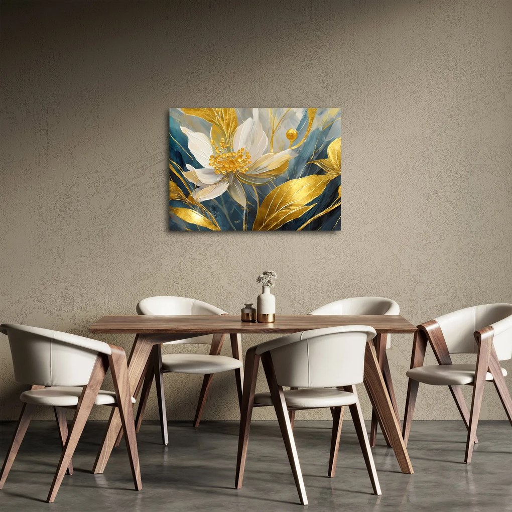 Obraz - Maľba zlatých kvetov (70x50 cm)