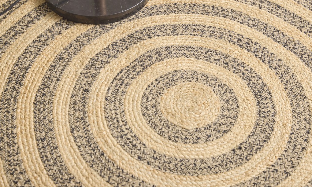 Ručne viazaný kusový koberec Aurea SM 05 Natural Black kruh, 80x80 (priemer) kruh, béžová, chodba / predsieň, Diamond Carpets India