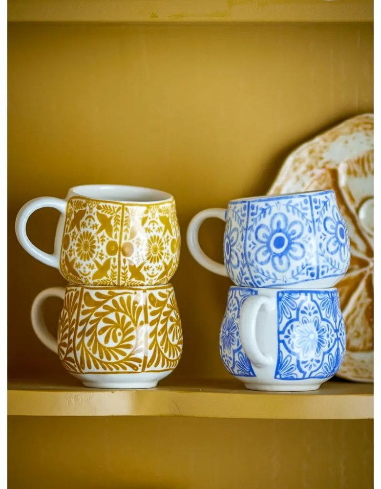 Modré/oranžové šálky v súprave 4 ks na espresso z kameniny 155 ml Milton – Bloomingville