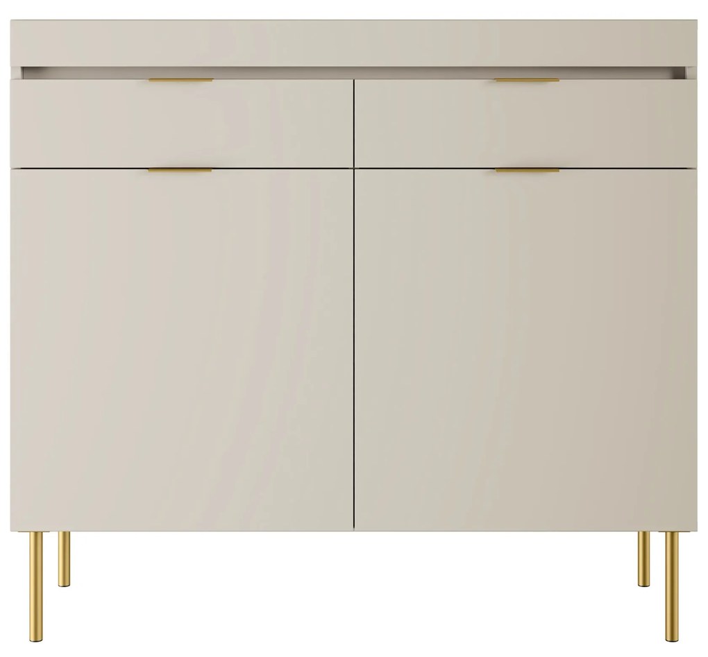Komoda Sentia 105 cm s 2 zásuvkami - kašmírová / zlatá