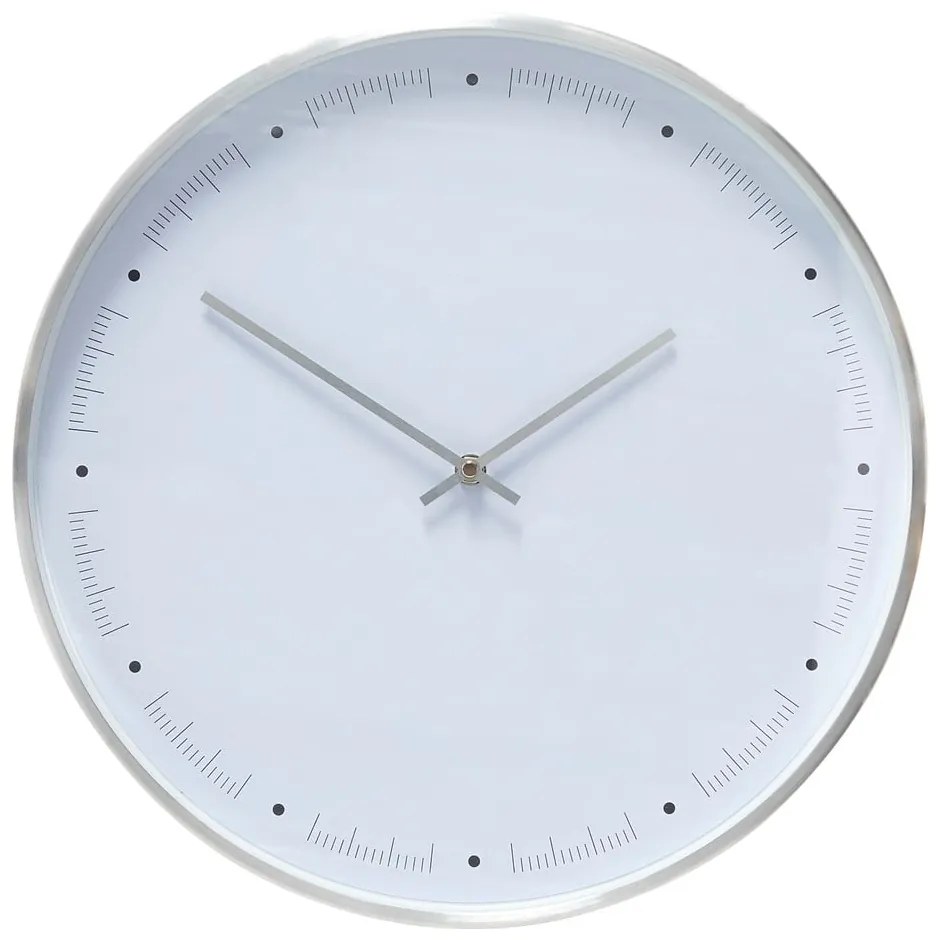 Biele nástenné hodiny s rámikom v striebornej farbe Hübsch Ibtre, ø 40 cm