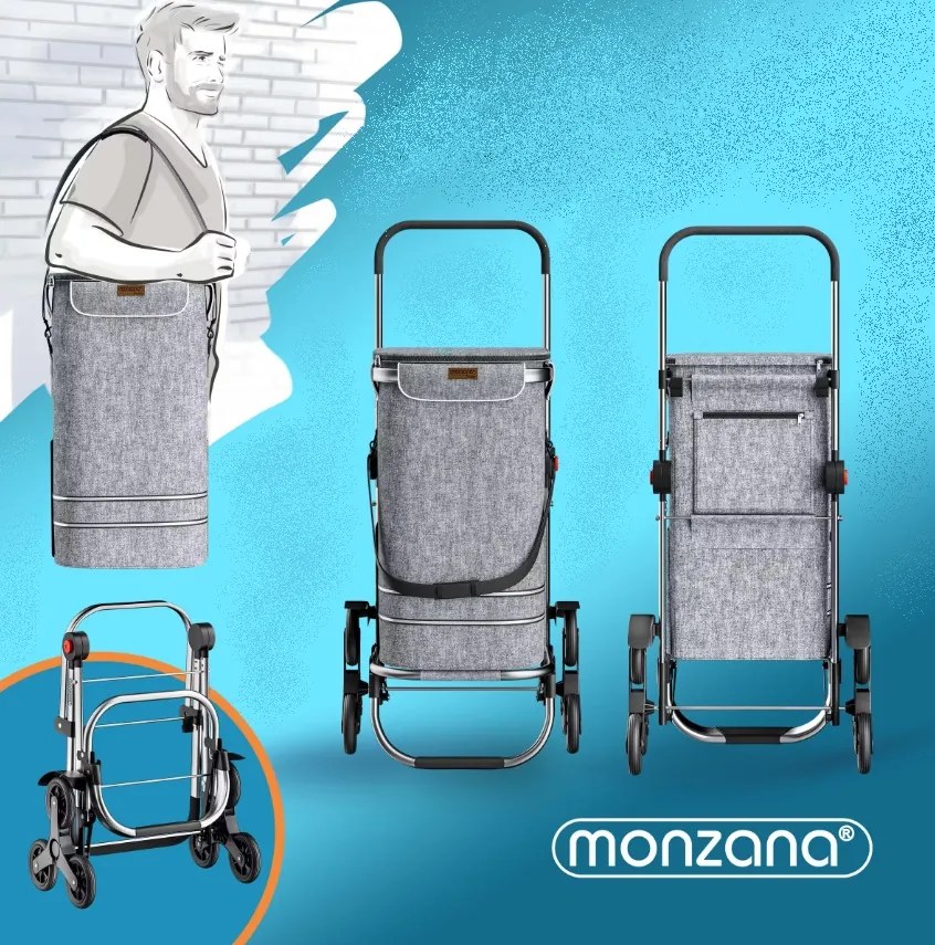 Monzana Nákupná taška na kolieskach do schodov COMFORT,50l, šedá