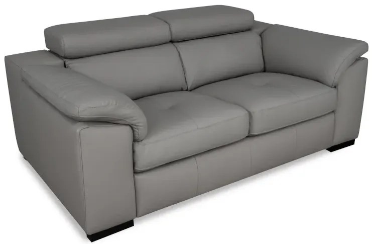 Moderná kožená pohovka LOREN II (2P), sivá (madras - 128 grey)