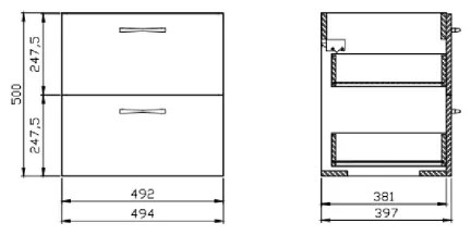 Cersanit S801-458 - Závesná kúpeľňová skrinka s umývadlom NIKO 50x40 cm orech