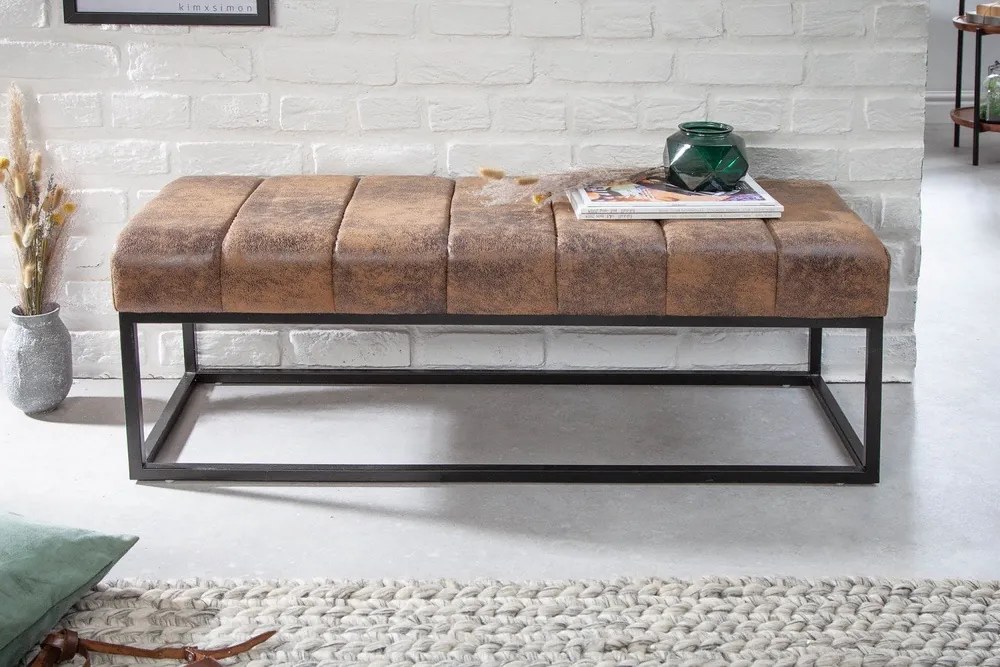 Dizajnová lavica Halle 110cm antik hnedá