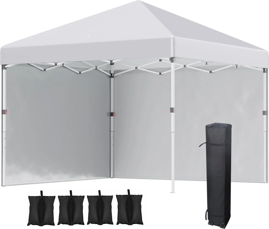 Outsunny Pavilón cca 3x3m, vodeodolný Stabilný Zimný Pop-up Skladací Pavilón s 2 Bočnými Stenami, UV 30+ Ochrana, Skladací Stan na Párty so Taškou, Zá