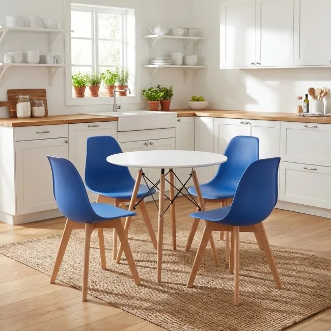 Set dvoch jedálenských stoličiek KITO modré / naturálne nohy (2 ks)