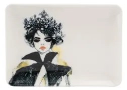 4-dielna jedálenská súprava, čierna/biela, porcelán