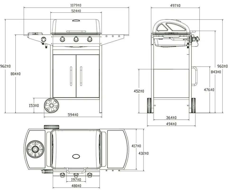 Plynový BBQ gril s bočným horákom Avenberg BOSTON