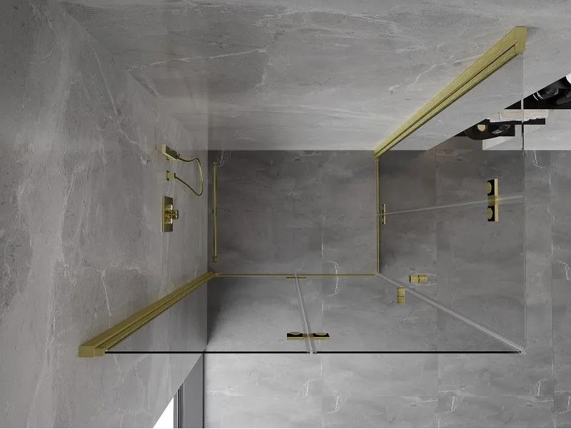 Mexen Mist-F Duo, skladací sprchový kút 120 x 80 cm, číre sklo, zlatý matný profil, 8A6-120L-080P-55-00