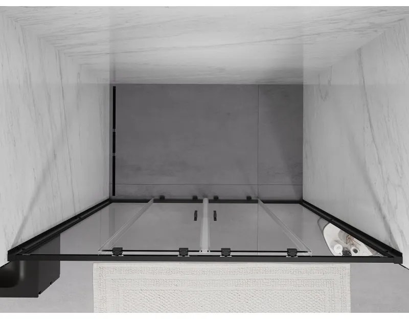 Mexen Exo, 2-krídlové posuvné 140x200 cm, 6mm číre sklo, čierny profil, 8152-140-000-70-00