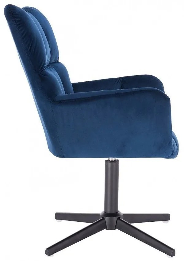 LuxuryForm DESIGN Otočné kreslo AURORA VELUR na čiernom kríži - modré