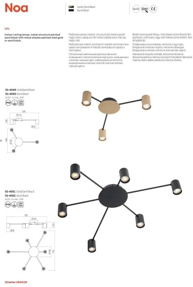 Redo 01-4049 - Bodové svietidlo NOA 3xGU10/10W/230V zlatá
