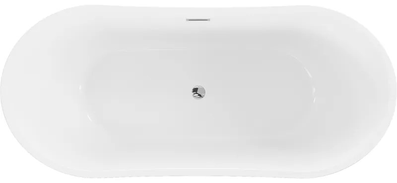 Mexen Montana, voľne stojaca vaňa 150 x 75 cm, biela, chrómový prepad, 52011507500-01