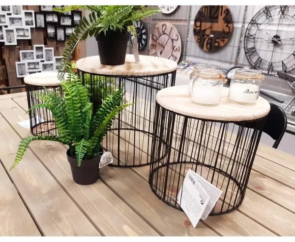 SADA 3x Stojan na kvety pr. 19/23/28 cm čierna/béžová