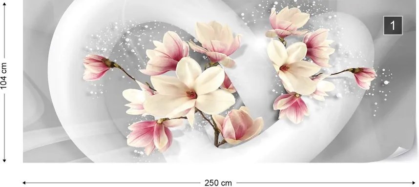 Fototapeta GLIX - 3D Structure Flowers White And Grey + lepidlo ZADARMO Vliesová tapeta  - 250x104 cm
