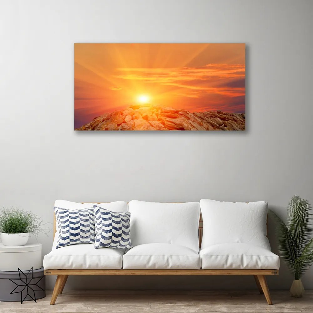Obraz Canvas Slnko nebo hora krajina 120x60 cm