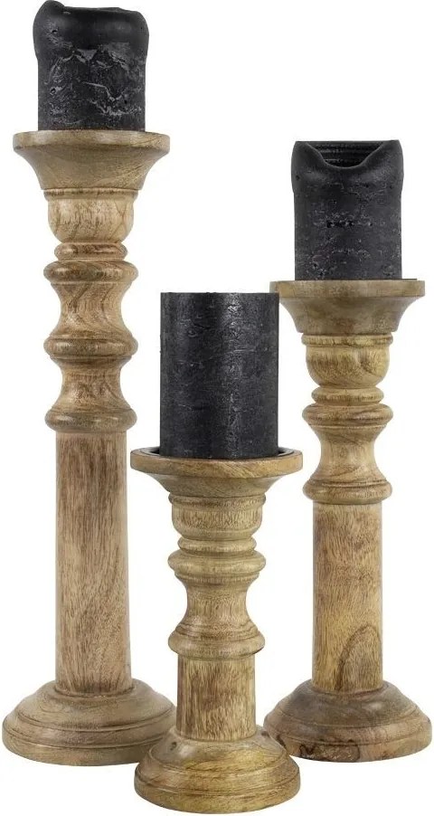 Drevený svietnik Mana z mangového dreva M - 11 * 11 * 30cm
