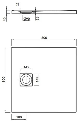 Cersanit TAKO SLIM sprchová vanička 80x80x4 cm + sifón, biela, S601-121