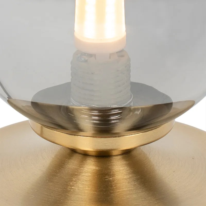 Moderná stolná lampa zlatá s dymovým sklom - Atény