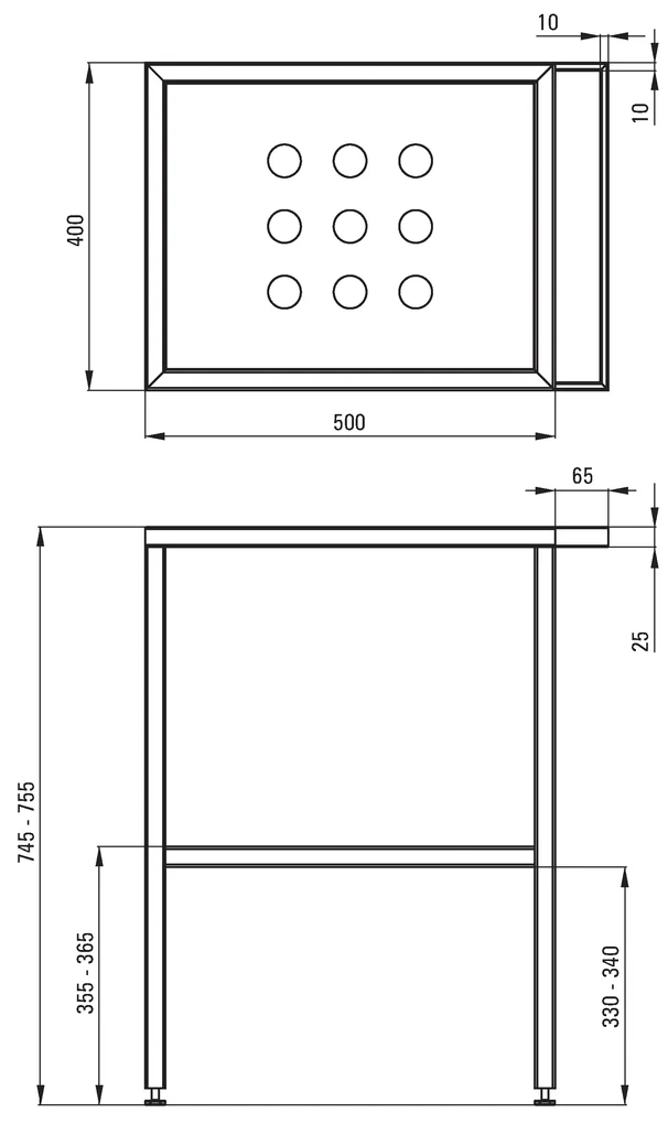 Deante Deante, stojaca kúpeľňová konzola 565x400 mm, čierna, CST_X50B